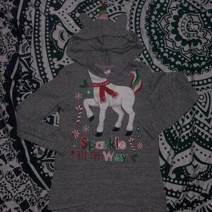 Girls sz med 7/8 hooded long sleeve Christmas